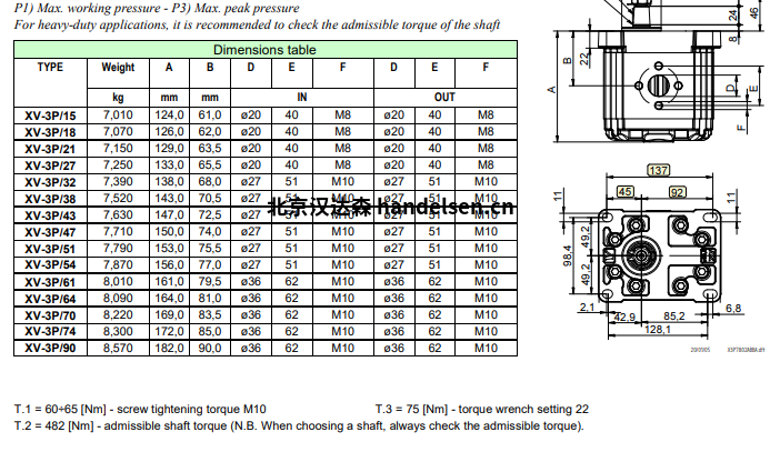 Vivoil 液壓泵ø50.8 X3P6601AAAA Vivoil 液壓泵ø50.8法蘭單向–組3系列